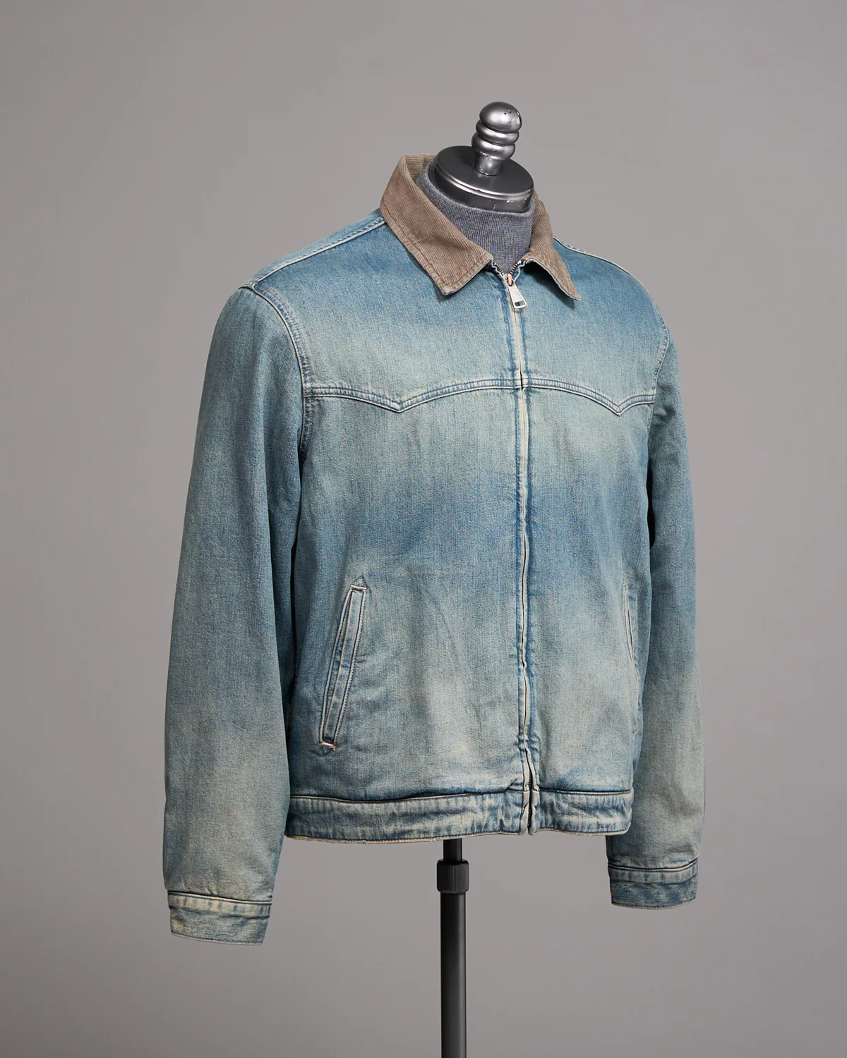 Philip Zip Contrast Collar Denim Jacket - Image 5