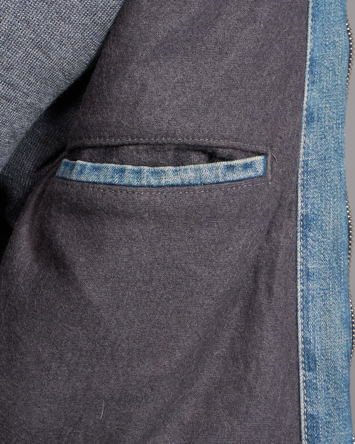 Philip Zip Contrast Collar Denim Jacket - Image 7