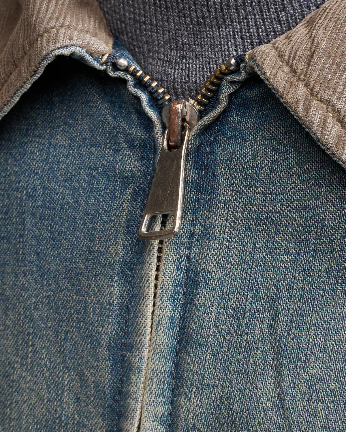 Philip Zip Contrast Collar Denim Jacket - Image 8