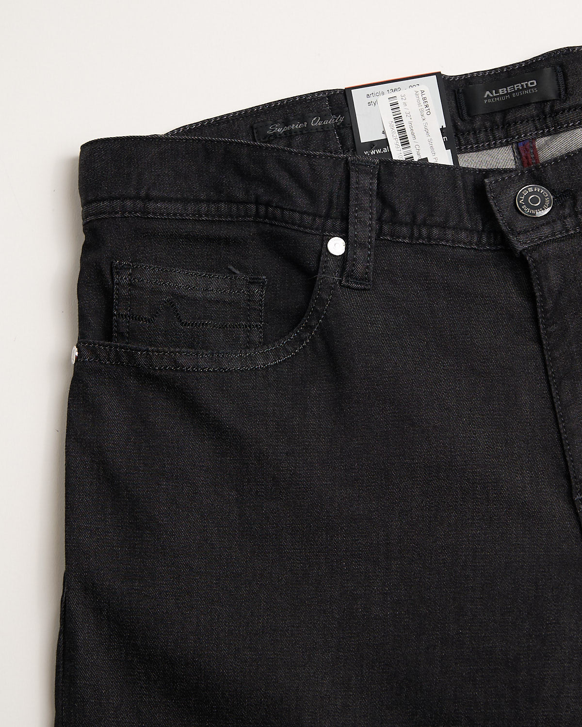 Almost Black Super Stretch Premium Giza 'Pipe' Jeans - Image 4