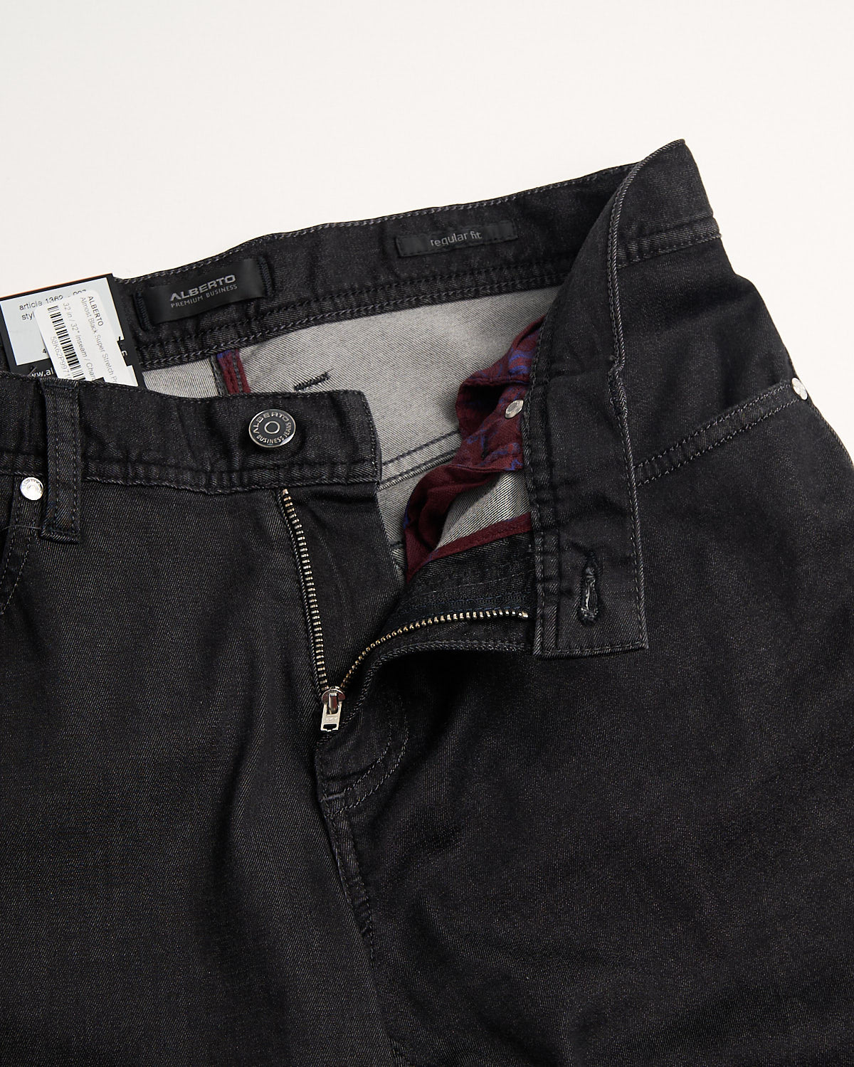 Almost Black Super Stretch Premium Giza 'Pipe' Jeans - Image 5