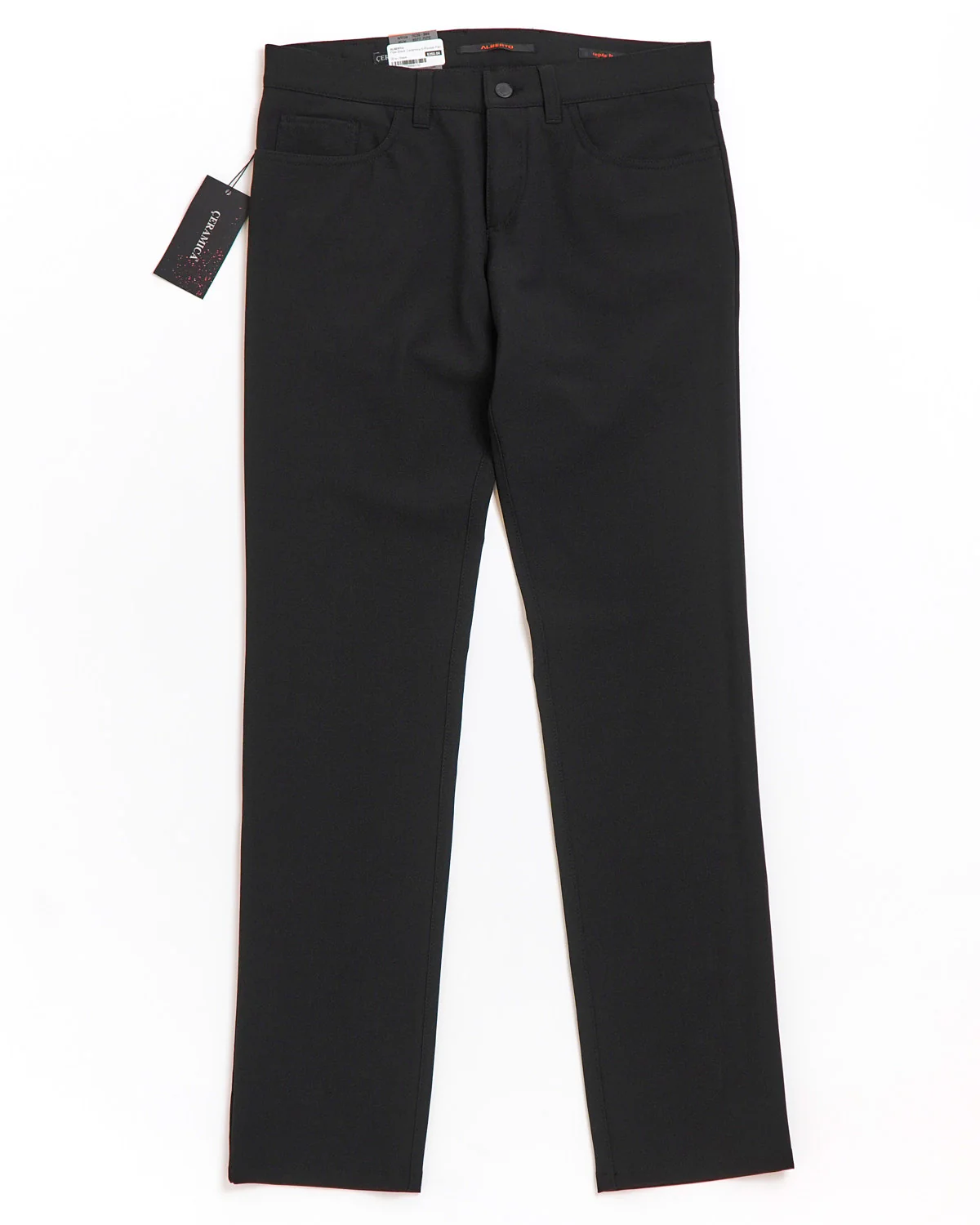 Black 'Pipe' Regular Slim Fit Ceramica 5 Pocket Tech Dress Pants - Image 3