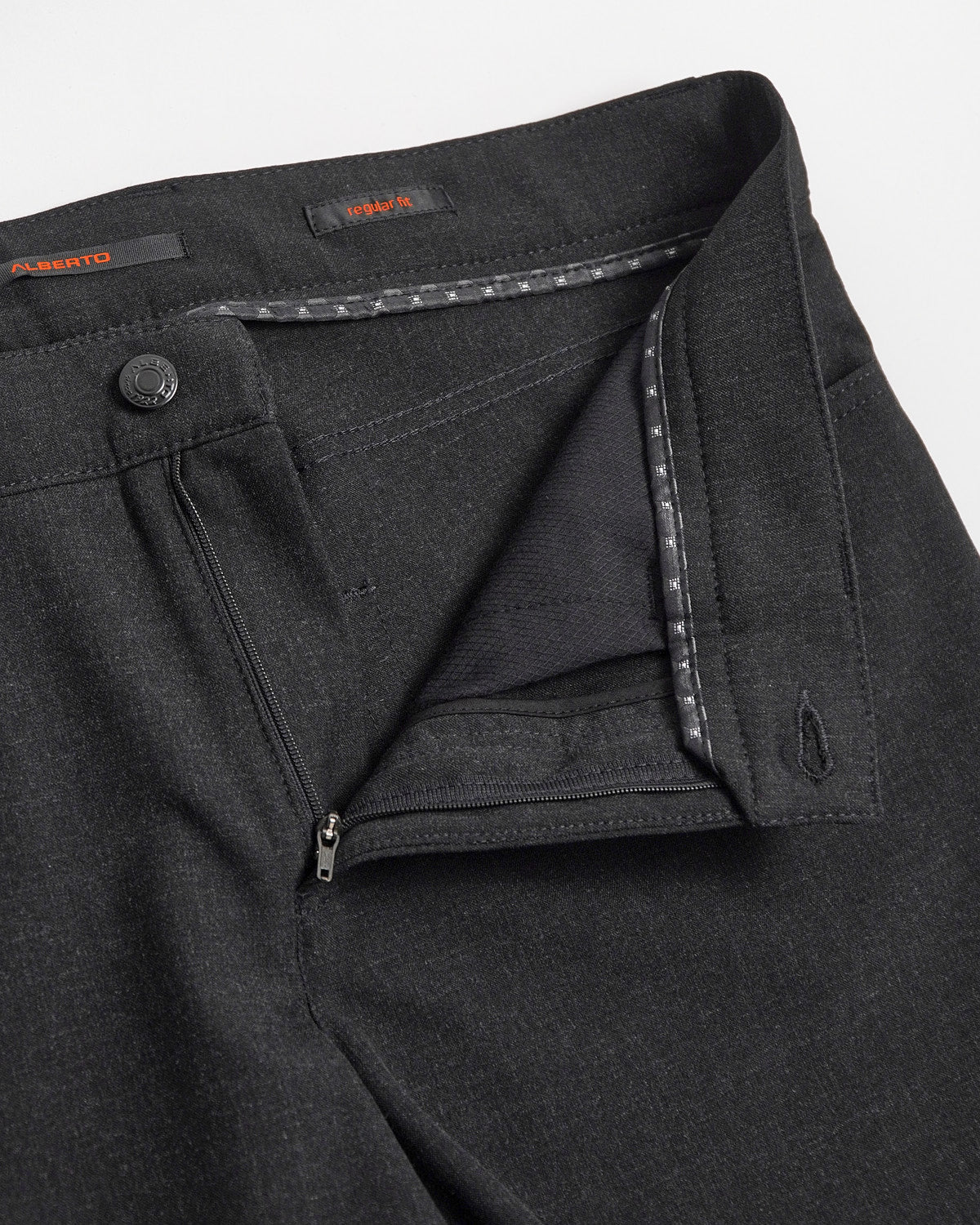 Charcoal 'Pipe' Regular Slim Fit Ceramica 5 Pocket Tech Dress Pants - Image 3