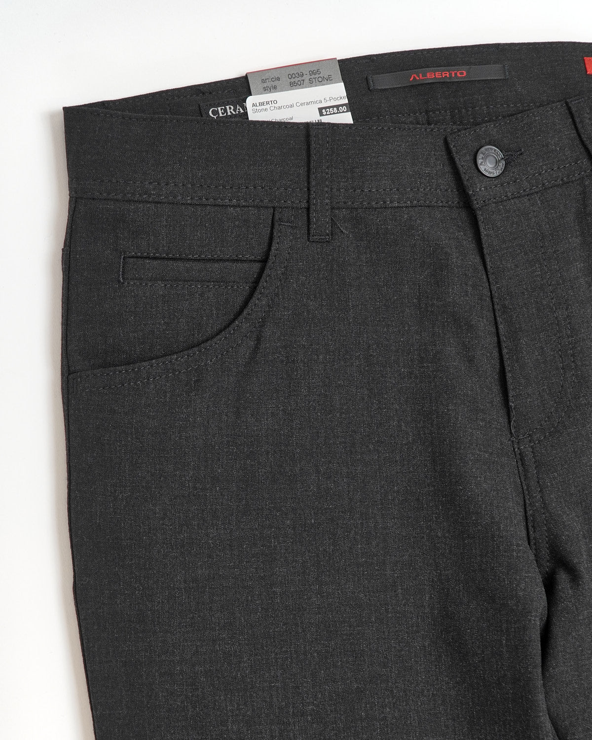 Charcoal 'Stone' Modern Fit Ceramica 5 Pocket Tech Dress Pants - Image 3