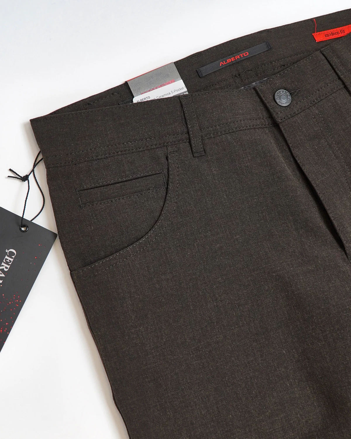 Chocolate 'Stone' Modern Fit Ceramica 5 Pocket Tech Dress Pants - Image 4