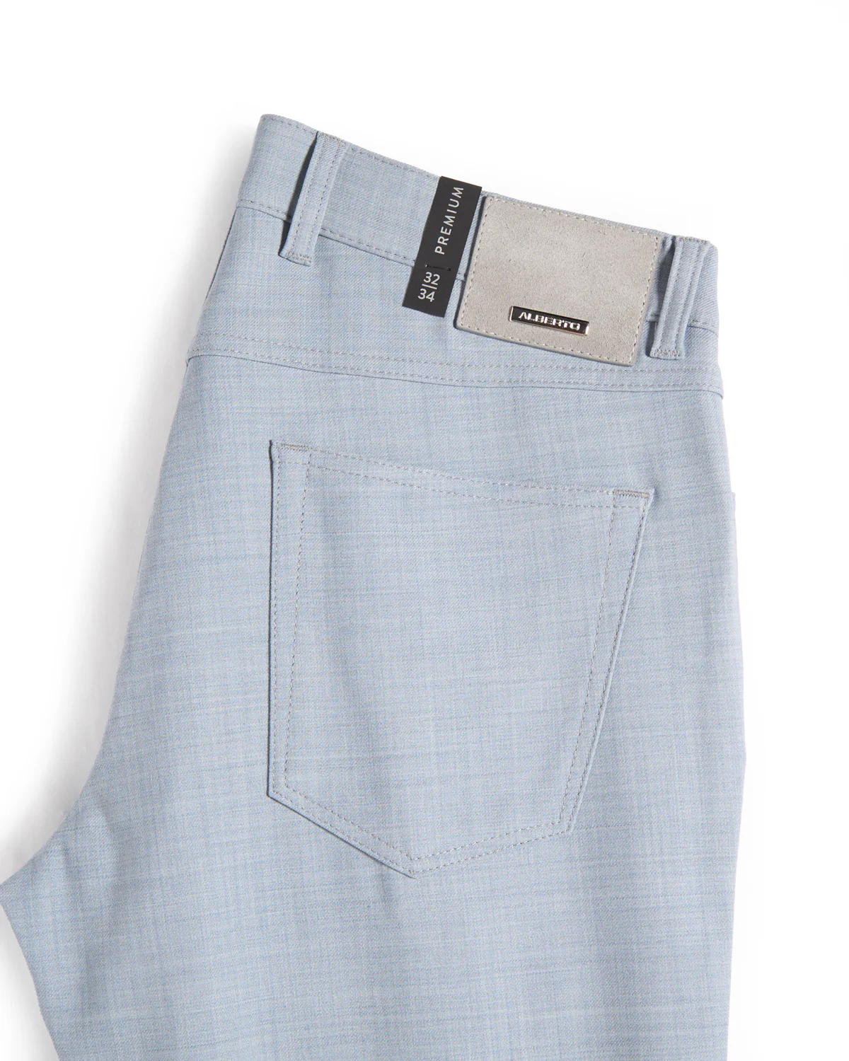 Light Blue Performance Wool Mix Dressy 5 Pocket Pants - Image 4