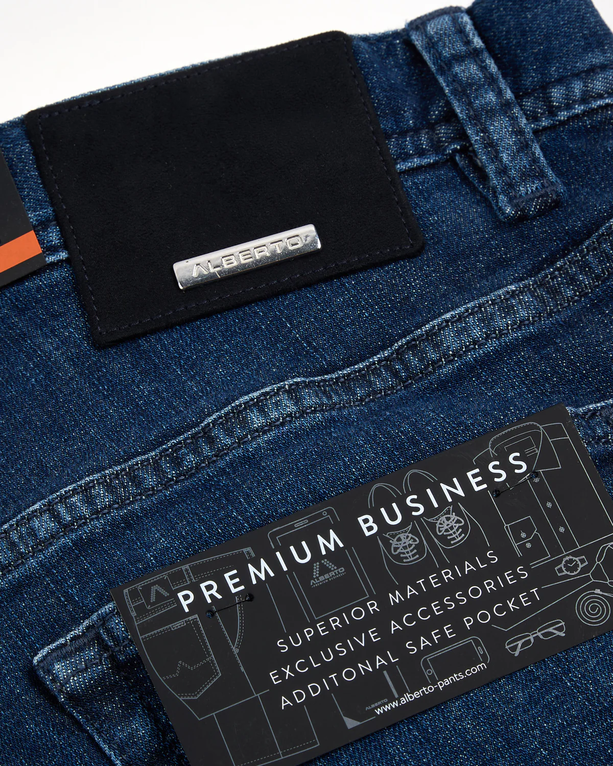 Premium Business Denim Indigo Rinsed Stretch Jeans - Image 5