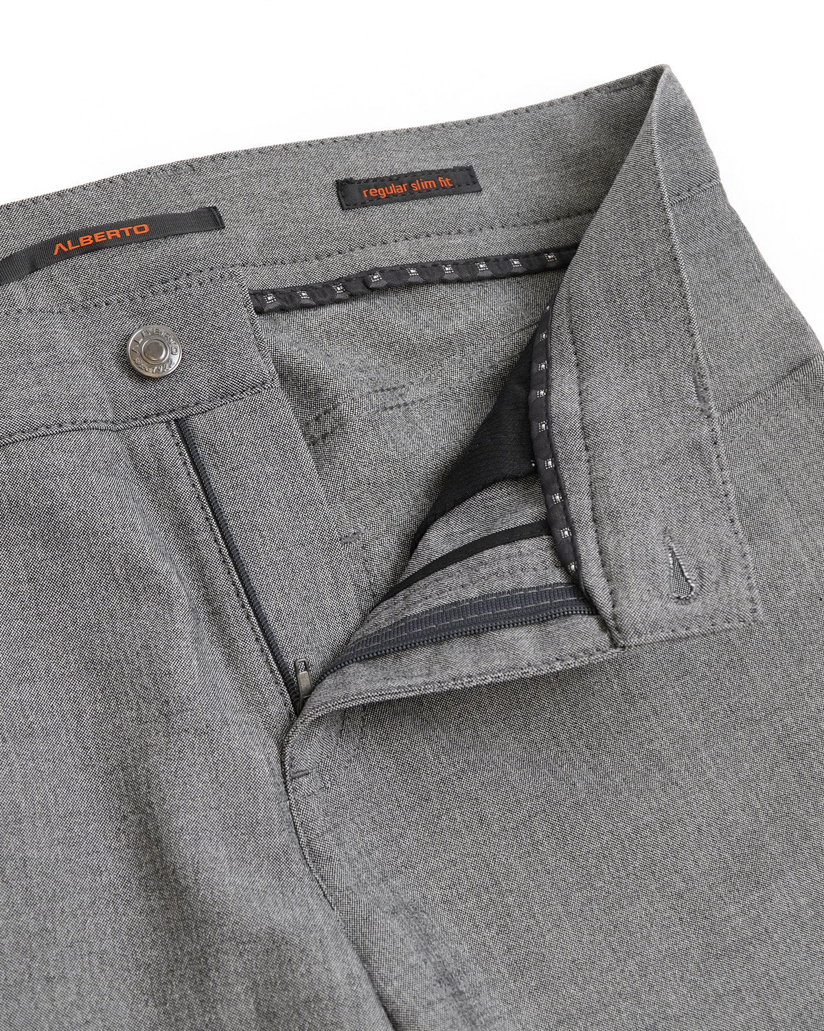 Silver 'Pipe' Regular Slim Fit Ceramica 5 Pocket Tech Dress Pants - Image 3