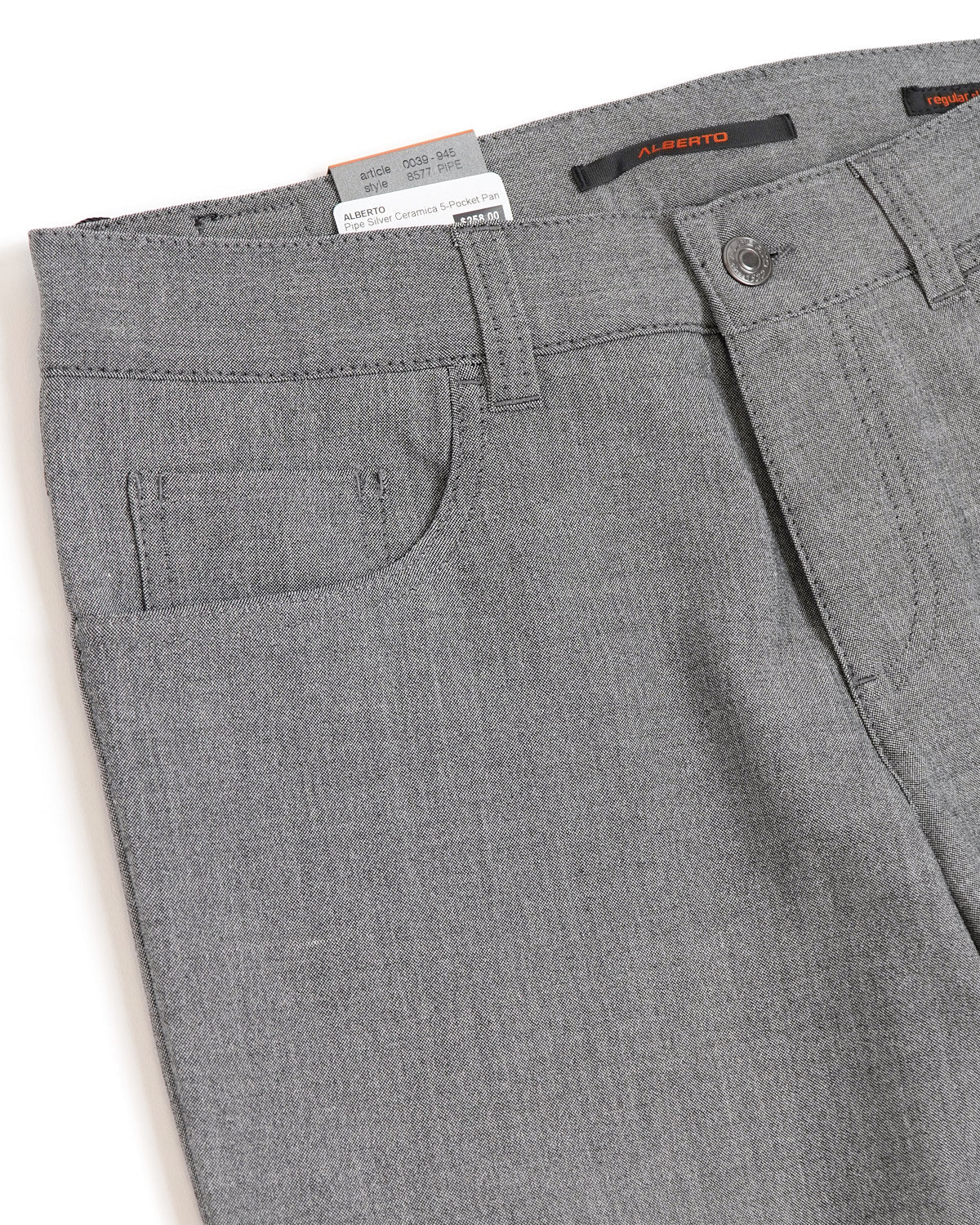 Silver 'Pipe' Regular Slim Fit Ceramica 5 Pocket Tech Dress Pants - Image 7