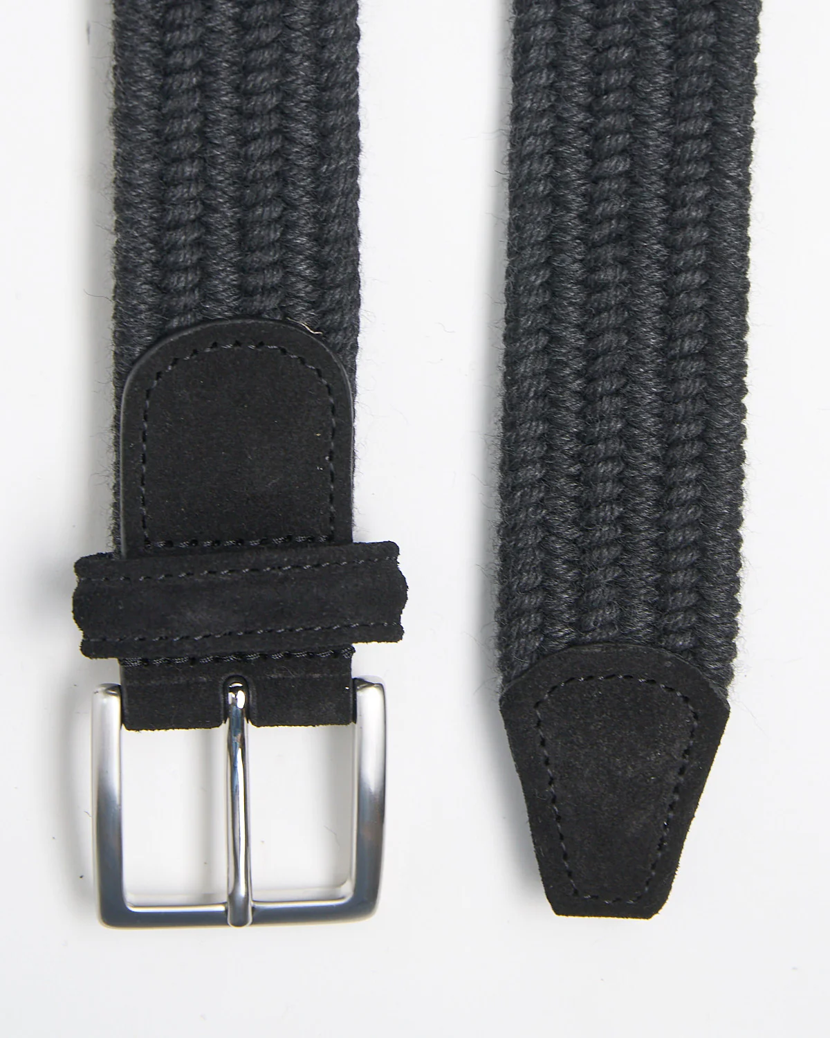 Braided Wool Solid Charcoal Stretch Belt - Image 4
