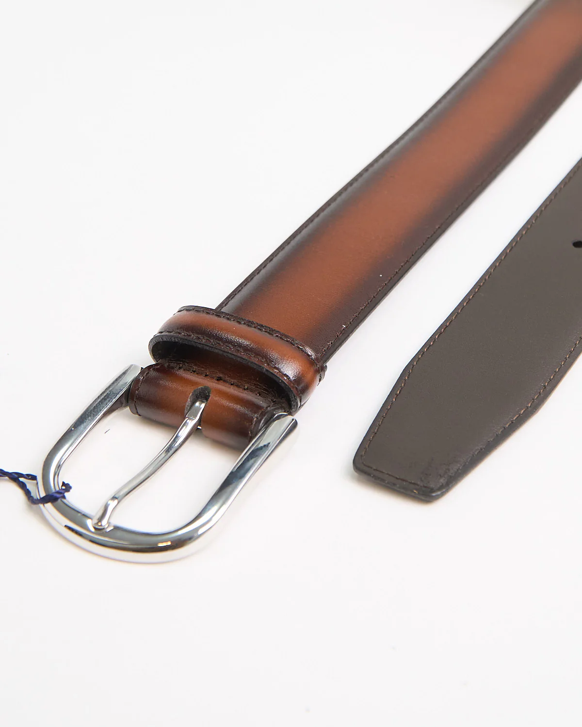 Burnished Edge Cognac Dress Belt - Image 3