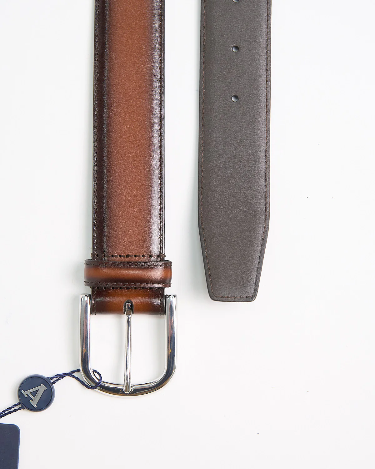 Burnished Edge Cognac Dress Belt - Image 4