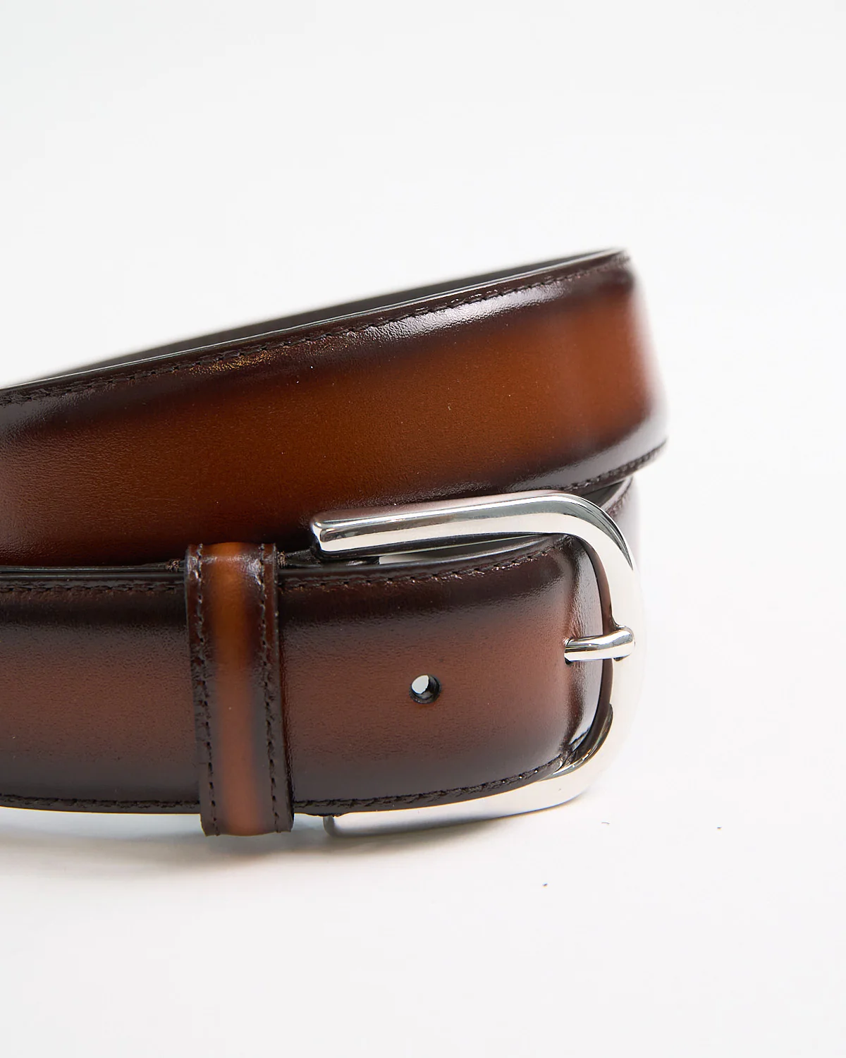 Burnished Edge Cognac Dress Belt - Image 5
