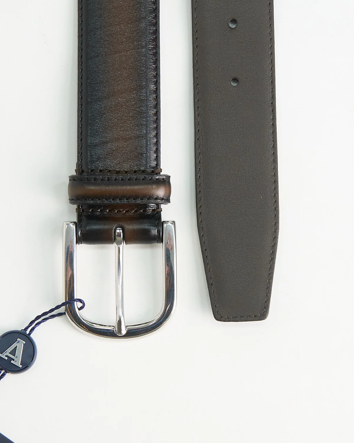 Burnished Edge Leather Dress Belt - Image 3