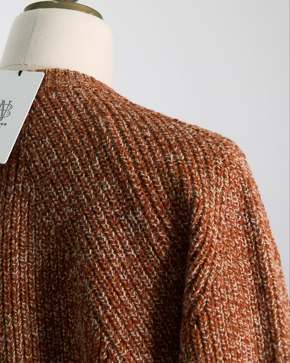 Wool Alpaca Melange Raglan Sleeve Ribbed Crewneck Sweater - Image 4