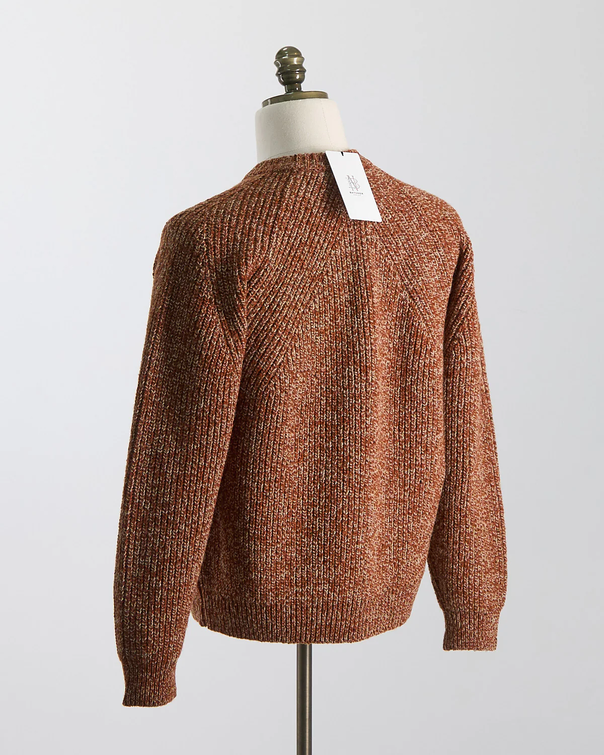 Wool Alpaca Melange Raglan Sleeve Ribbed Crewneck Sweater - Image 7