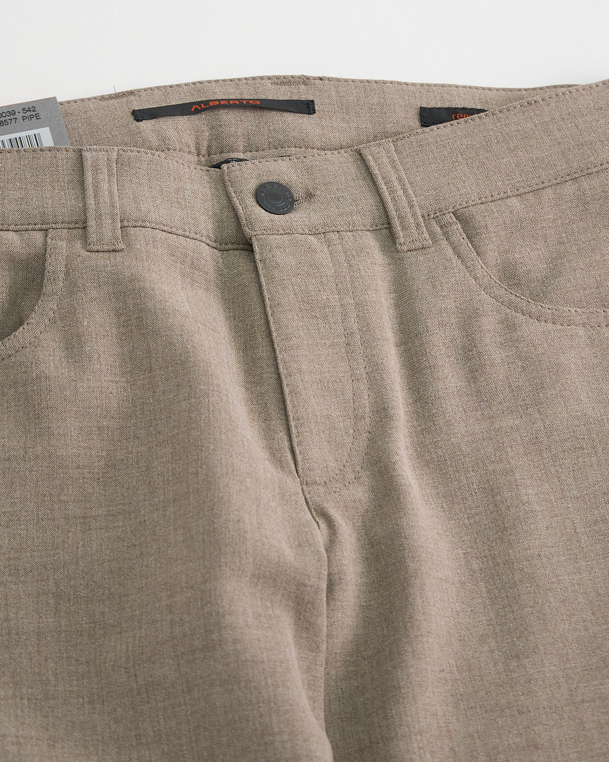 Beige 'Pipe' Regular Slim Fit Ceramica 5 Pocket Tech Dress Pants - Image 3