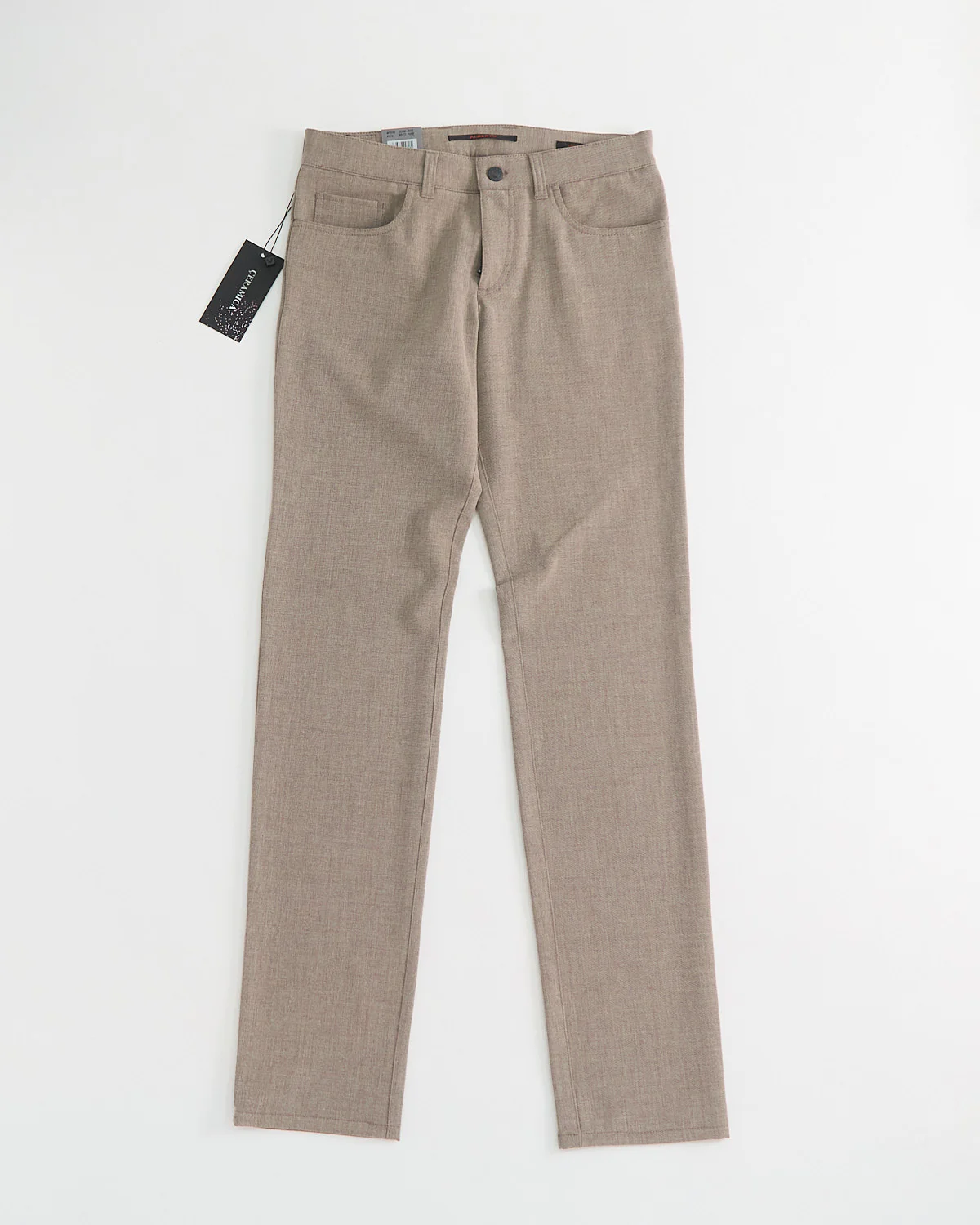 Beige 'Pipe' Regular Slim Fit Ceramica 5 Pocket Tech Dress Pants - Image 6