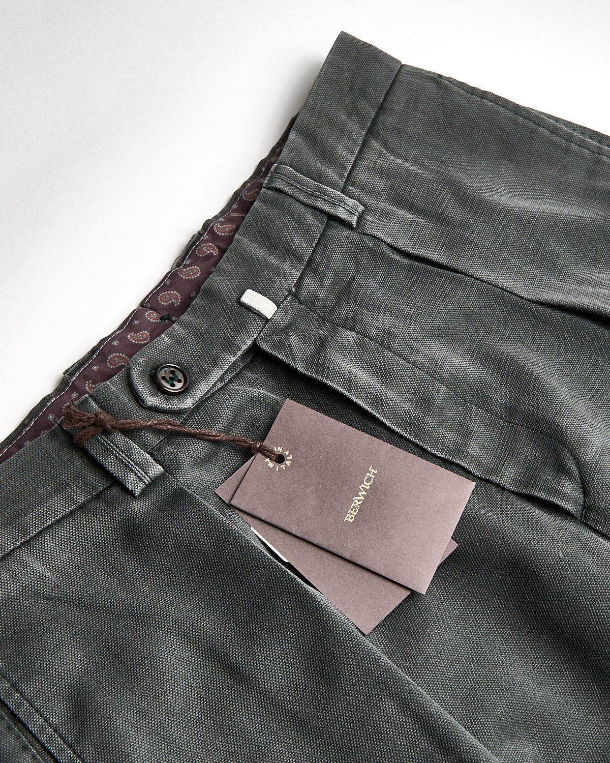 Olive Green 'Chaia' Relaxed Fit Frosted Wool Trousers - Image 3