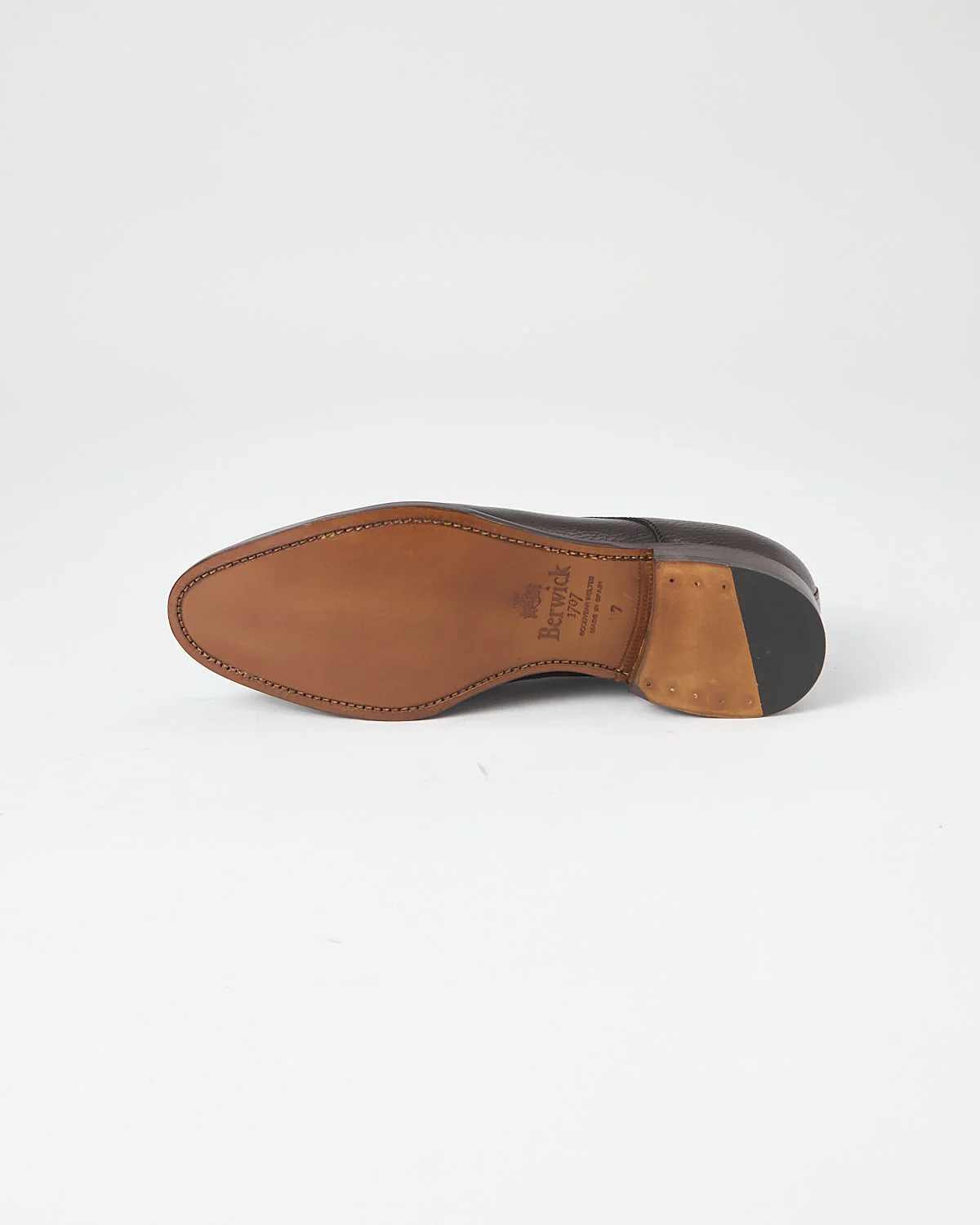 Chocolate Pebble Leather Cap Toe Dress Shoes - Image 8