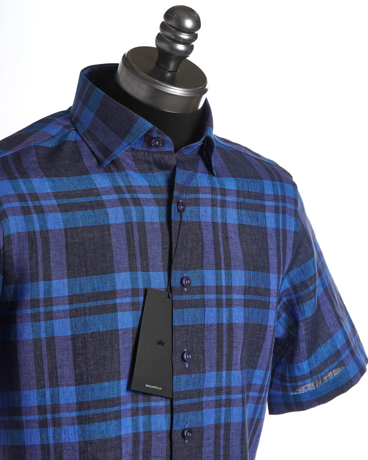 Bold Tonal Check Linen Short Sleeve Shirt - Image 6