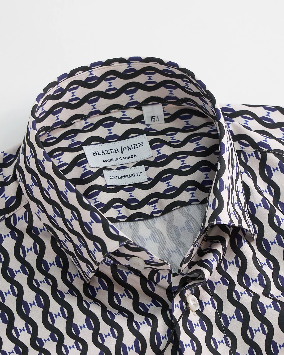 Wavy Geometric Print Cotton Short Sleeve Shirt - Image 5