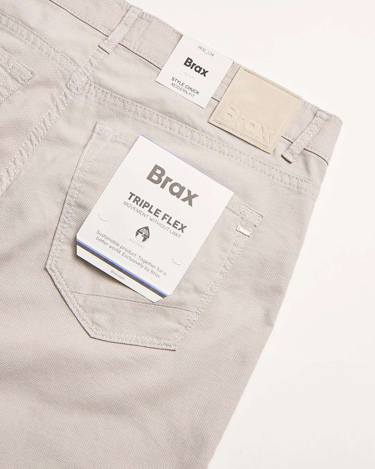 Beige Chuck Triple-Flex Cotton Stretch 5 Pocket Pants - Image 5