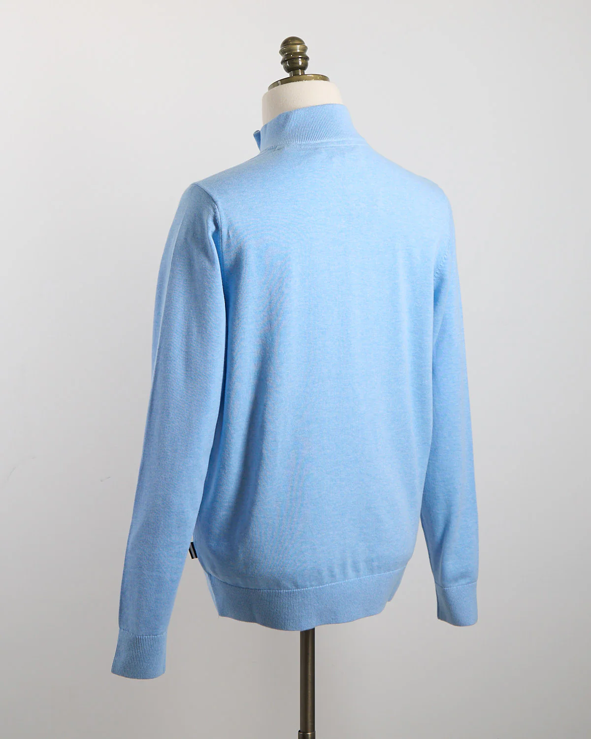 Light Blue Cotton Jersey Quarter Zip Sweater - Image 3