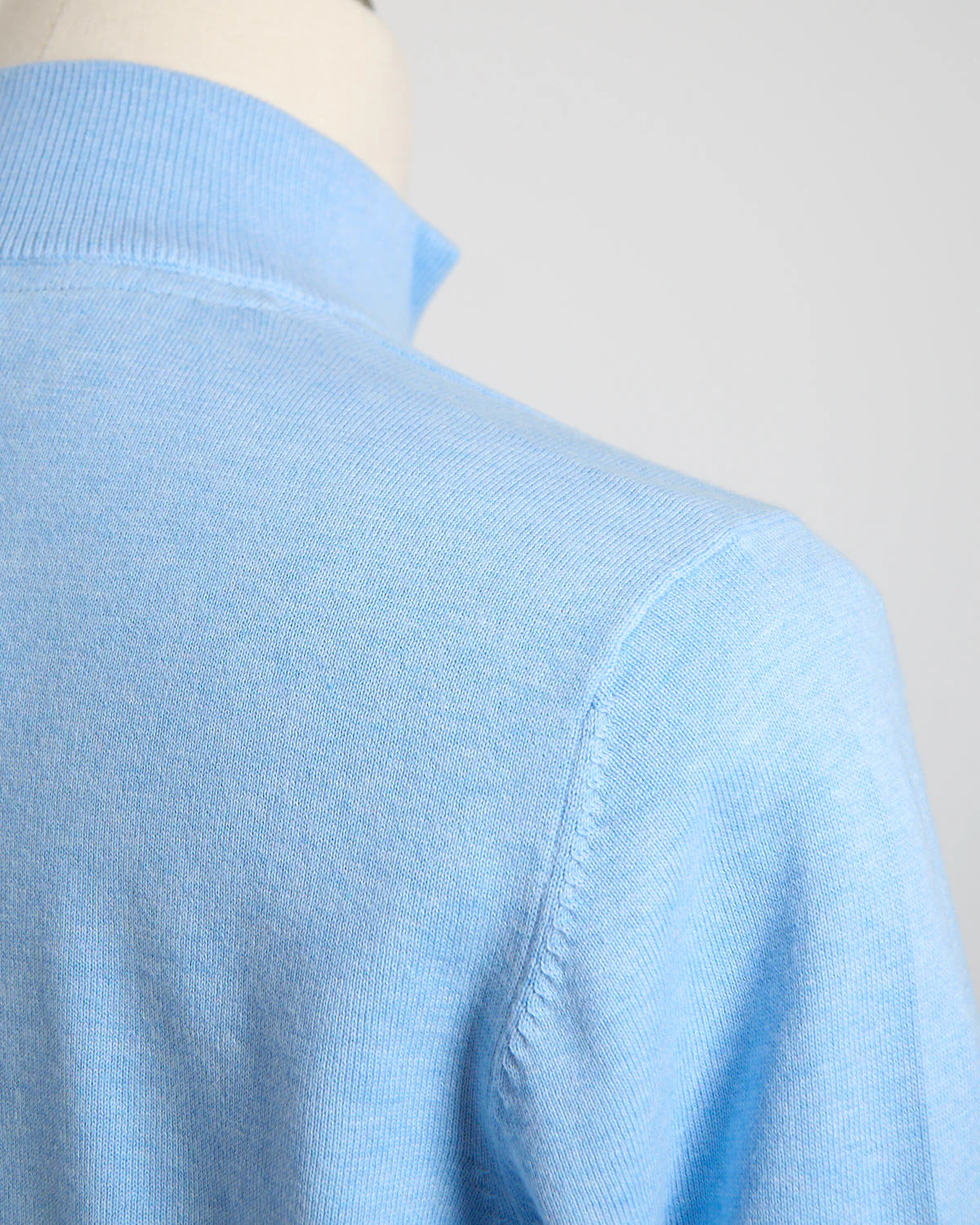 Light Blue Cotton Jersey Quarter Zip Sweater - Image 4