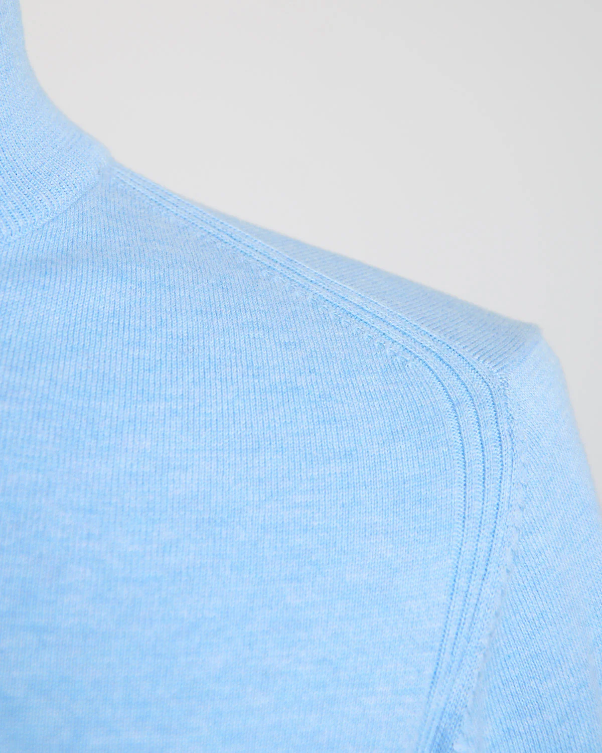 Light Blue Cotton Jersey Quarter Zip Sweater - Image 6