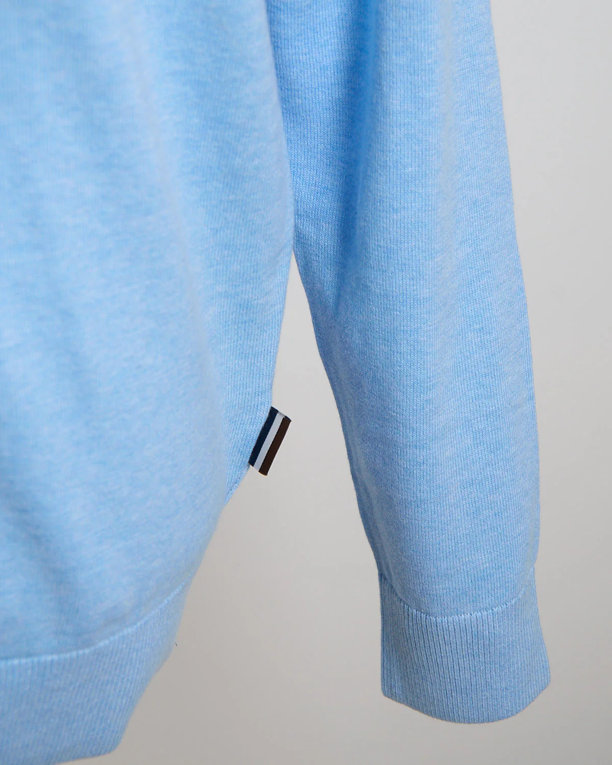 Light Blue Cotton Jersey Quarter Zip Sweater - Image 7