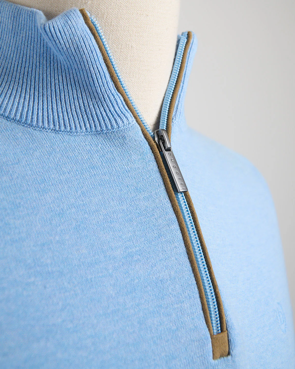 Light Blue Cotton Jersey Quarter Zip Sweater - Image 8