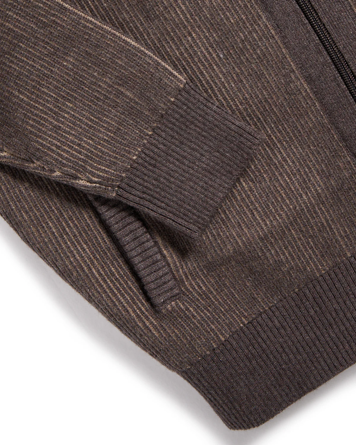 Ribbed 2 Tone Full Zip Sweater - Image 2