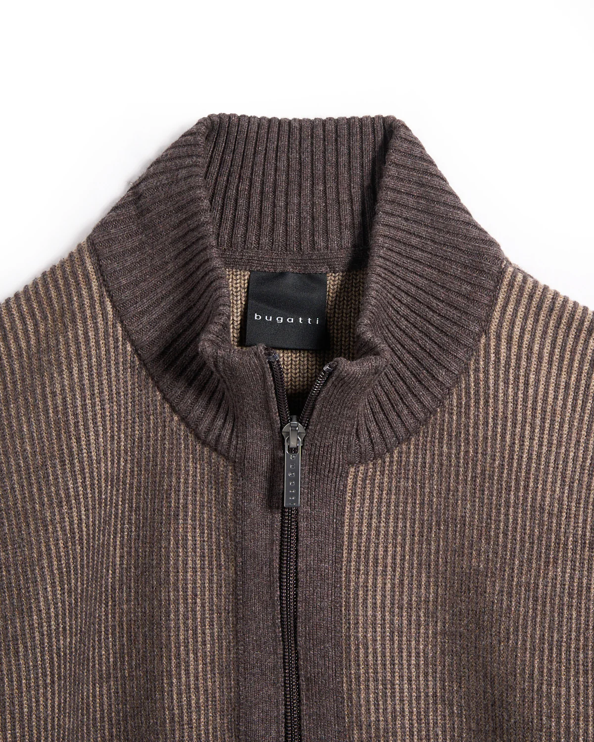 Ribbed 2 Tone Full Zip Sweater - Image 4