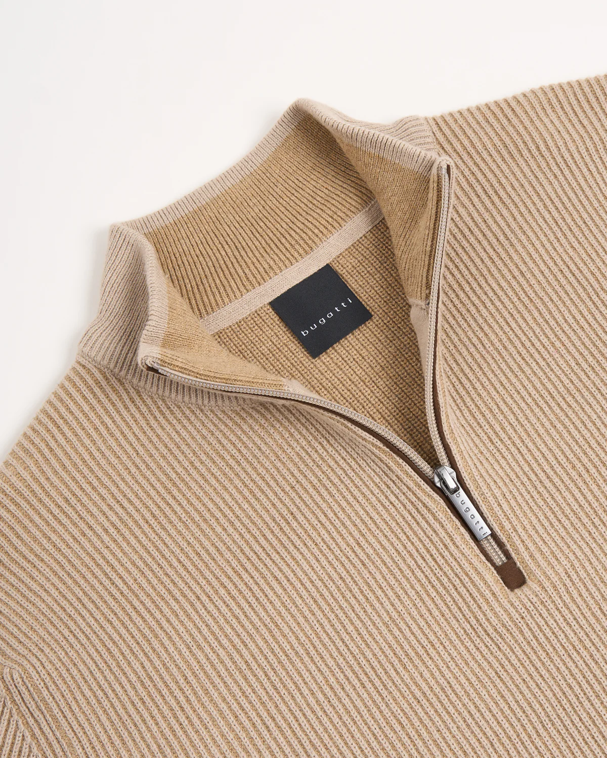 Ribbed 2 Tone Quarter Zip Sweater - Image 3
