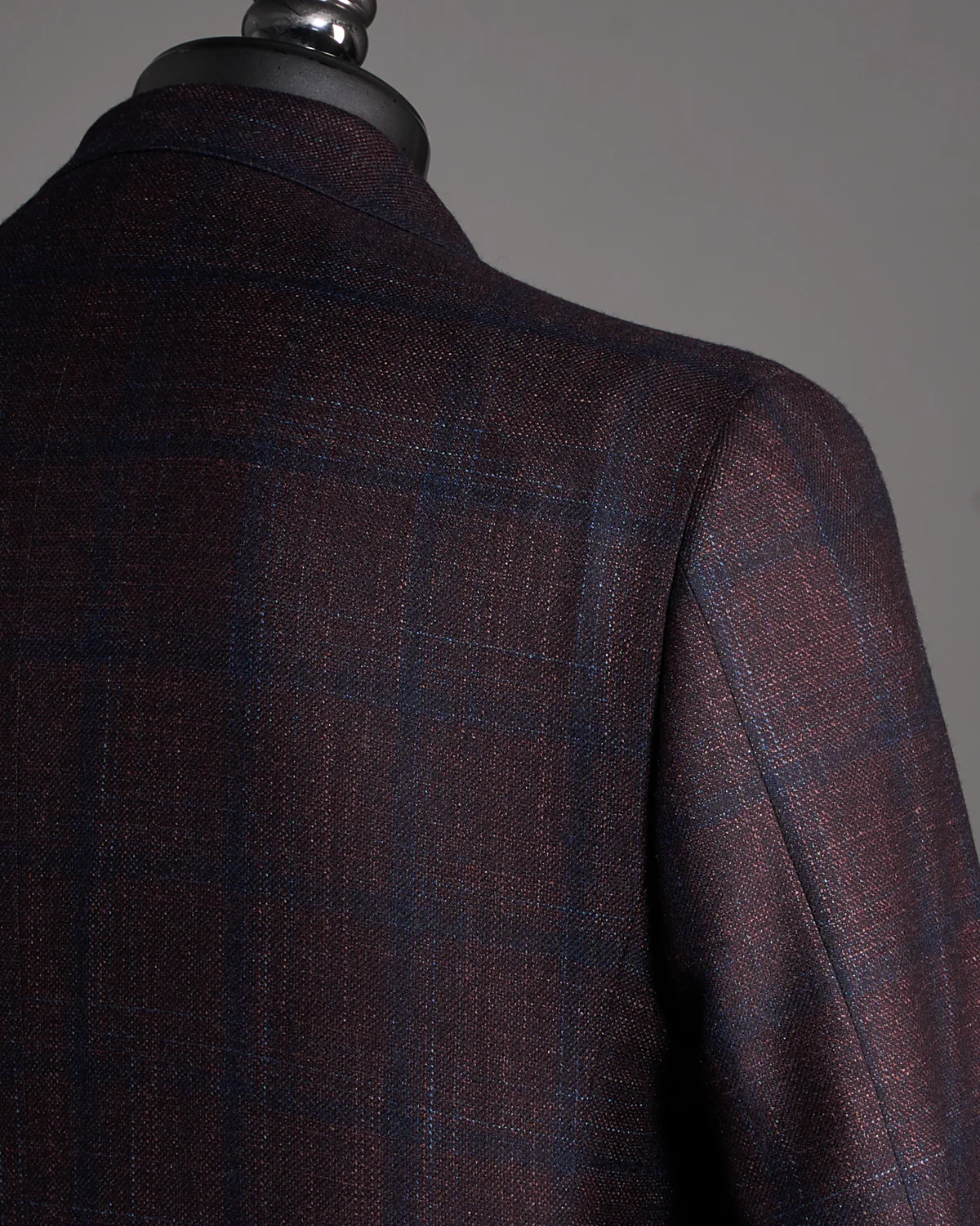 Navy Check Wool Silk & Cashmere Soft 'Kei' Jacket - Image 4