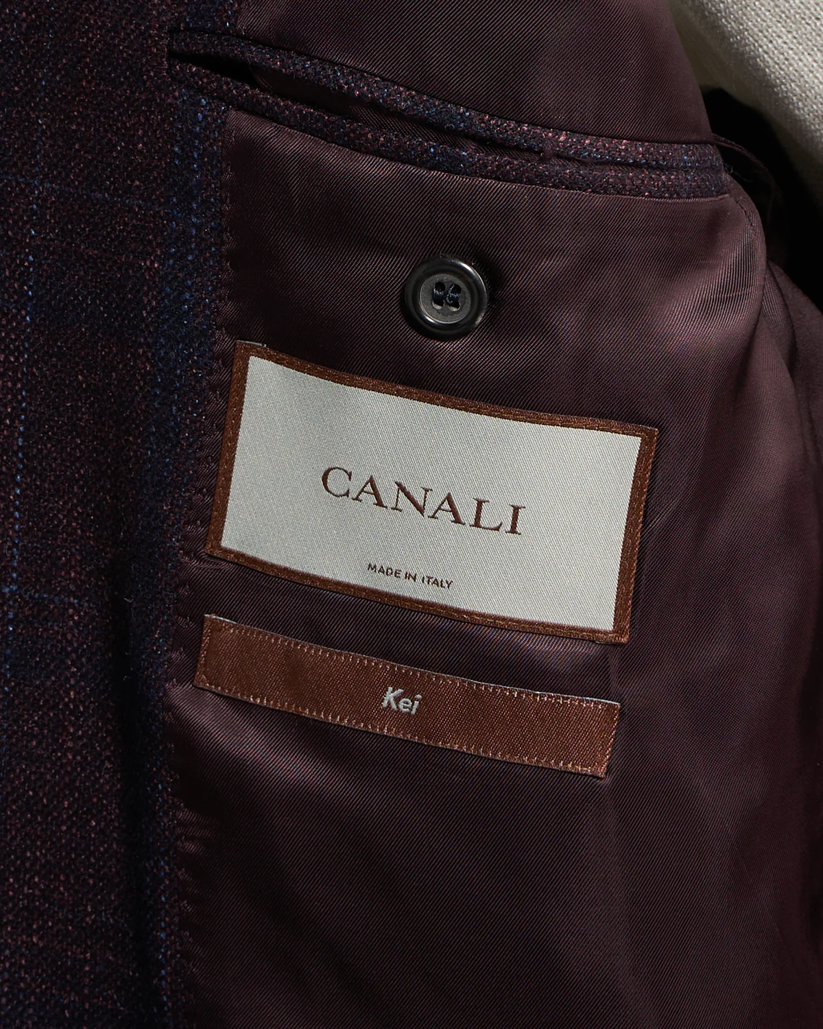 Navy Check Wool Silk & Cashmere Soft 'Kei' Jacket - Image 8
