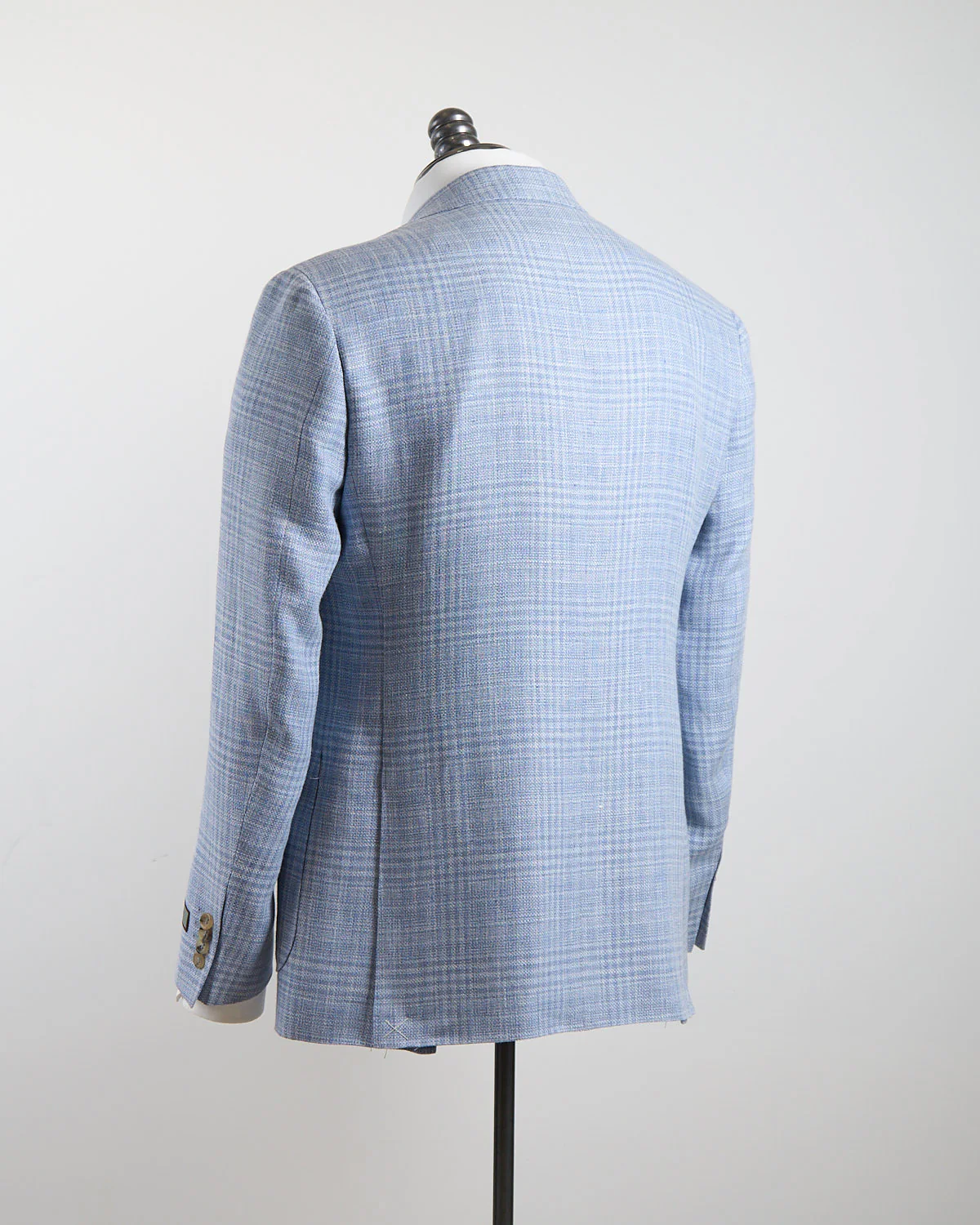 Sky Blue Check Linen & Wool 'Kei' Soft Jacket - Image 3