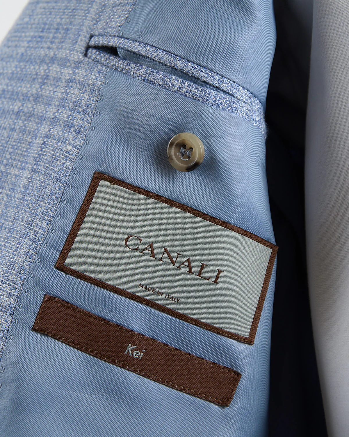 Sky Blue Check Linen & Wool 'Kei' Soft Jacket - Image 8