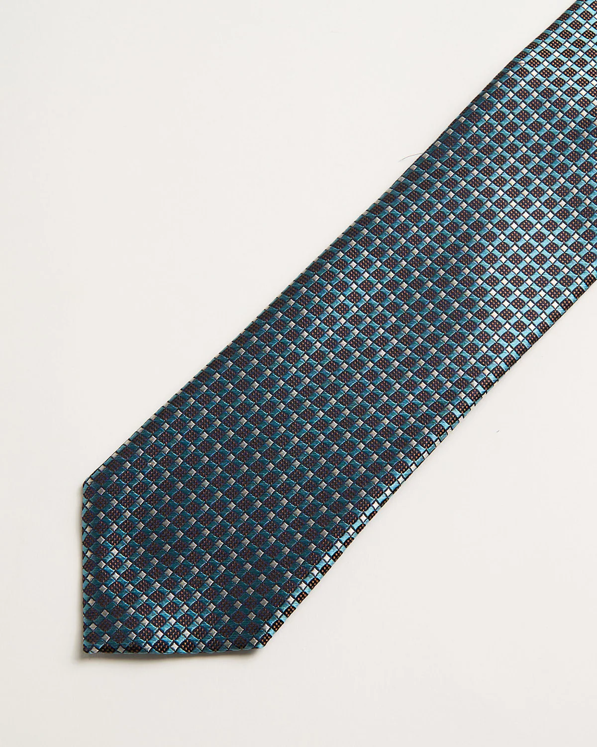 Squares Grid Jacquard Silk Necktie - Image 2