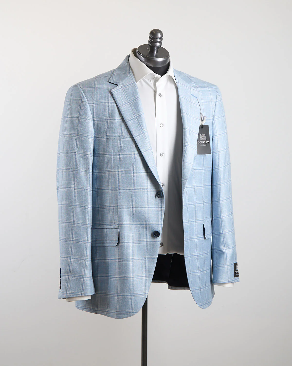 100% Bamboo Ice Blue Check Sport Jacket - Image 10
