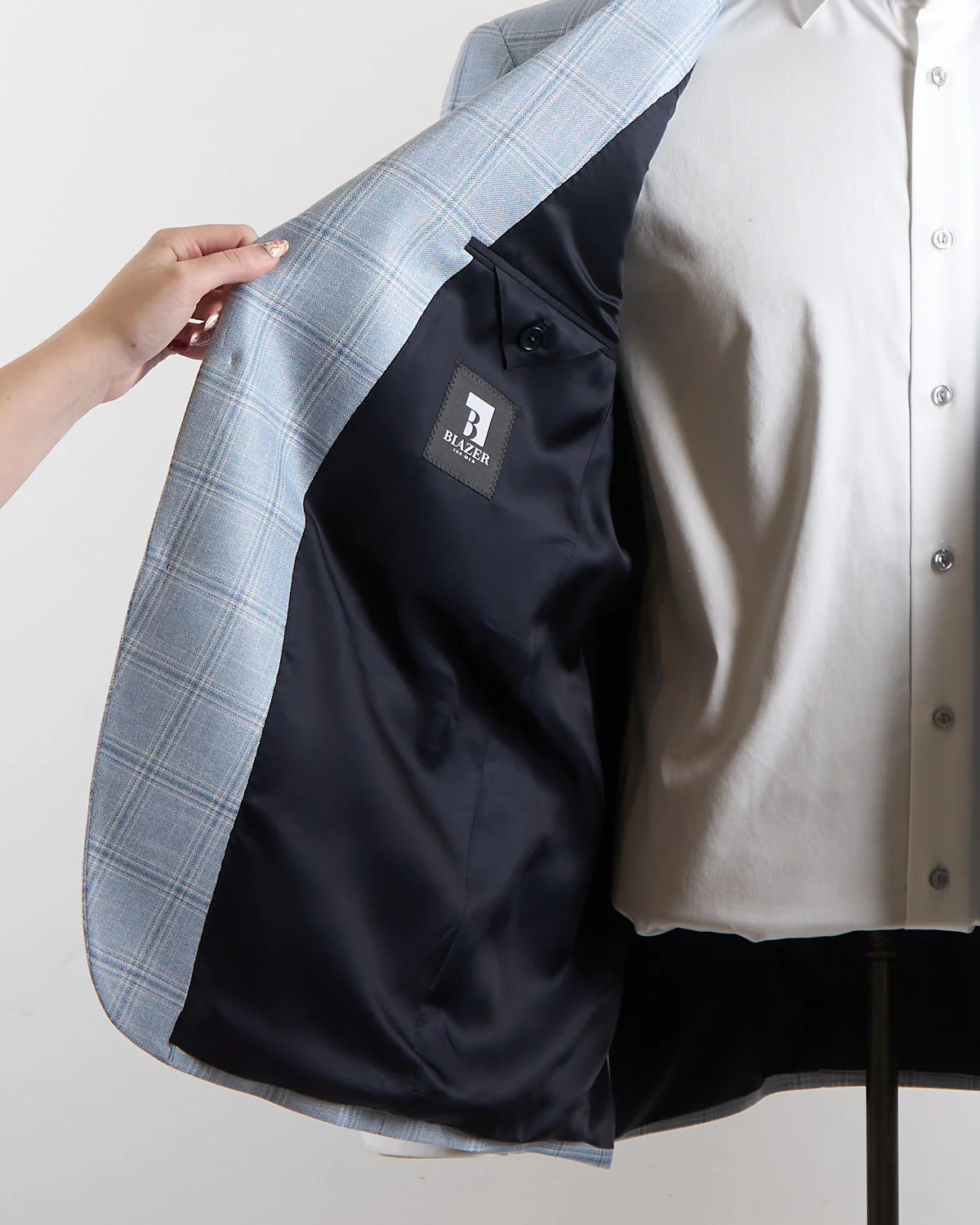 100% Bamboo Ice Blue Check Sport Jacket - Image 6