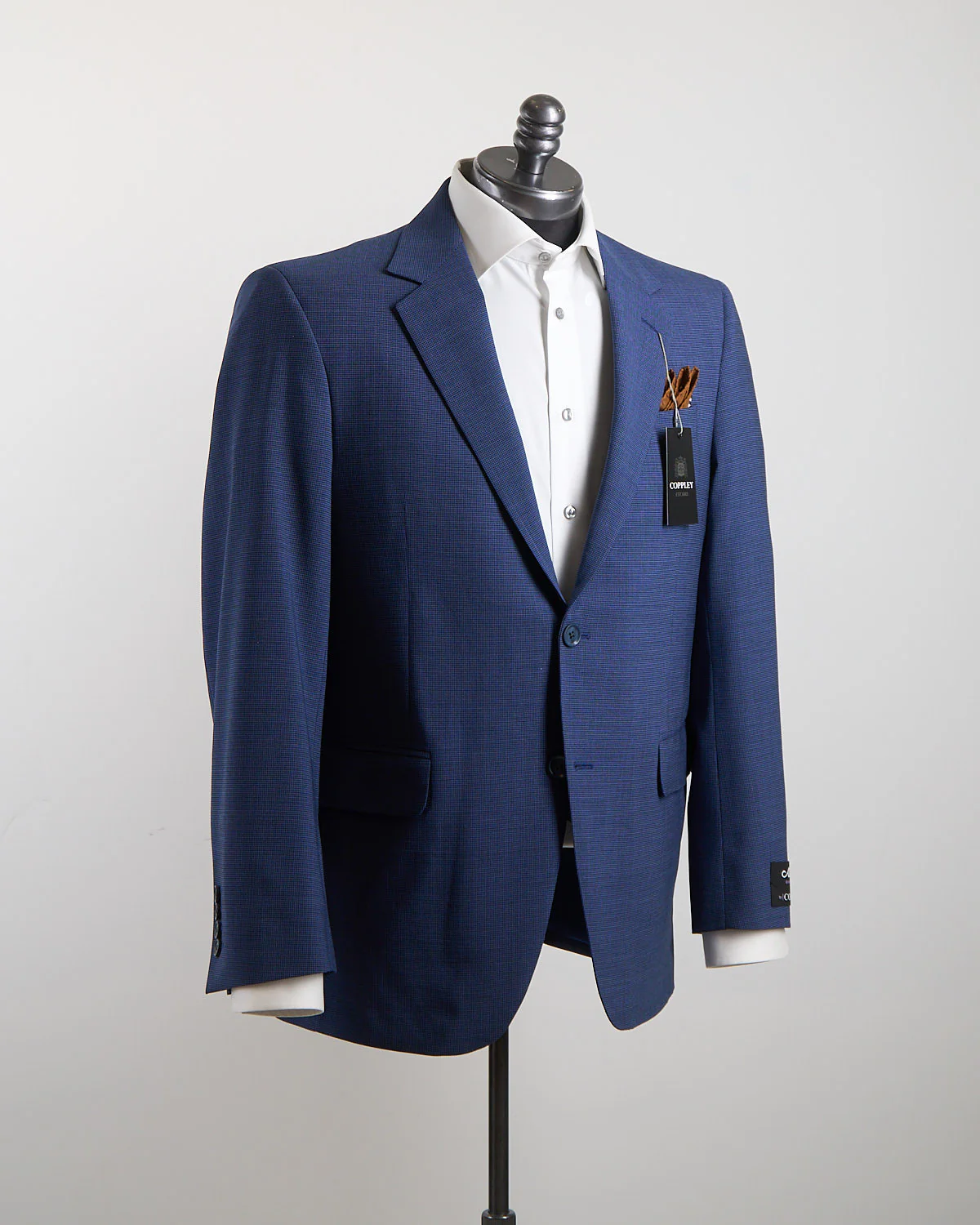 Attivo Stretch Mini Houndstooth Blue Suit