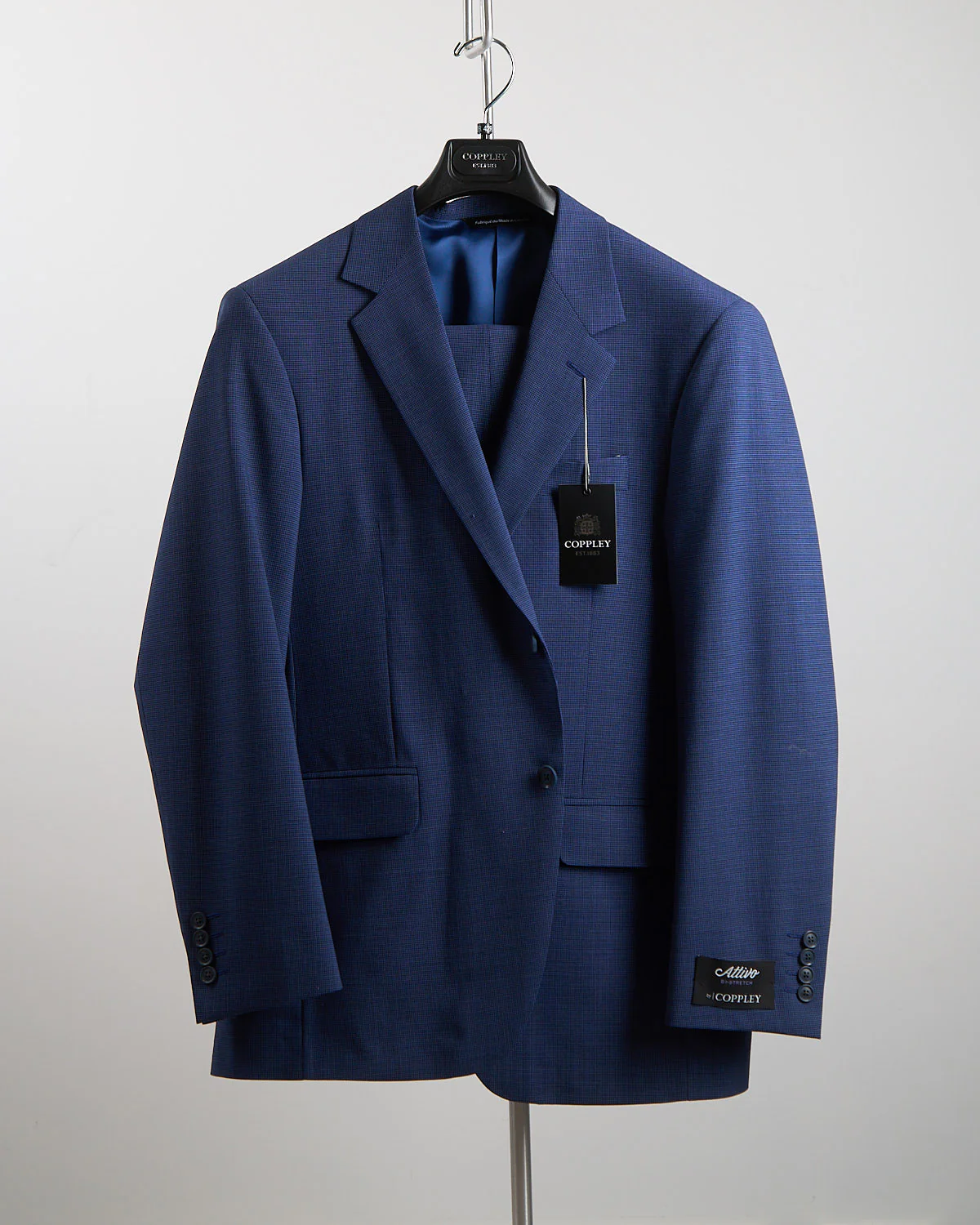 Attivo Stretch Mini Houndstooth Blue Suit - Image 11