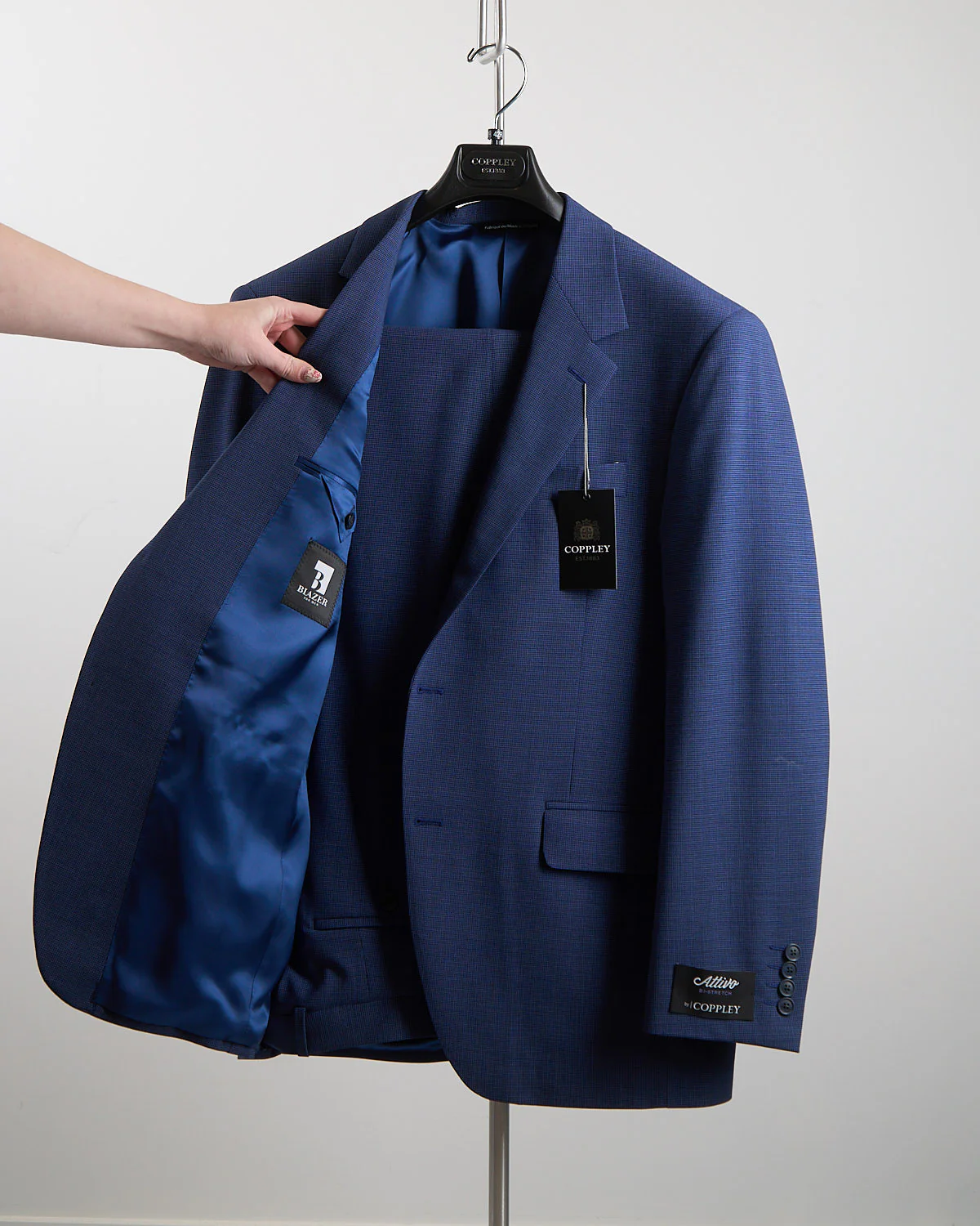 Attivo Stretch Mini Houndstooth Blue Suit - Image 2