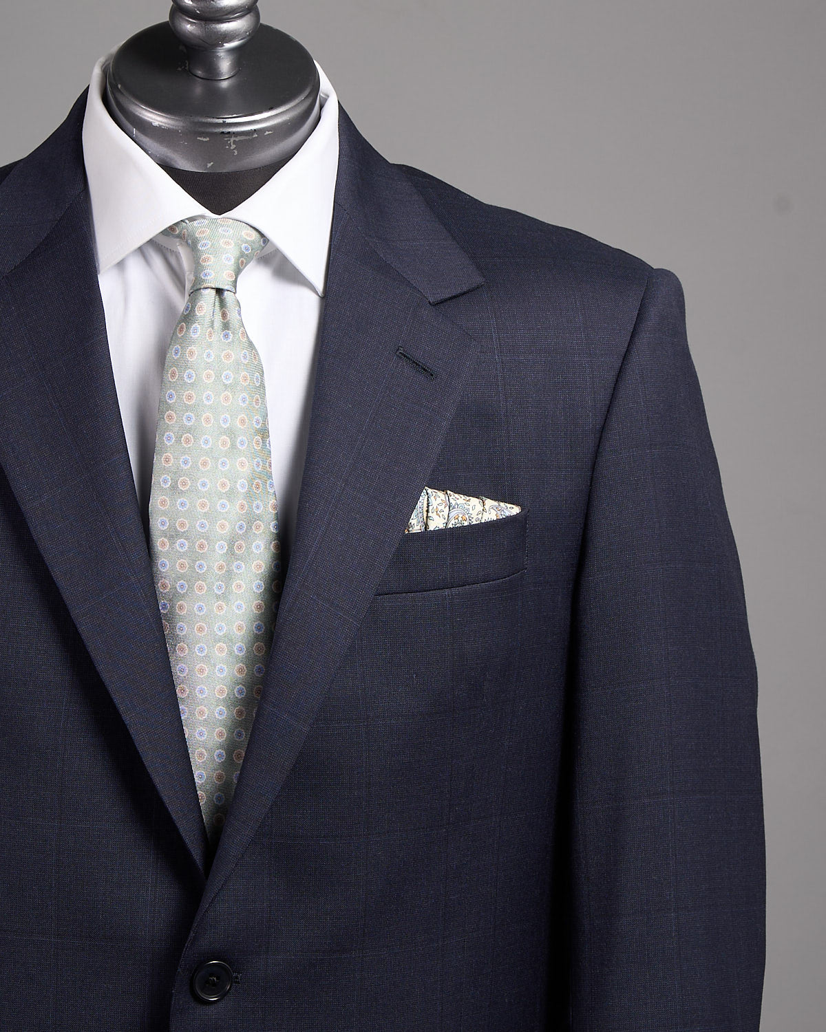 Super 110's Wool Tonal Navy Birdseye Windowpane Suit - Image 2