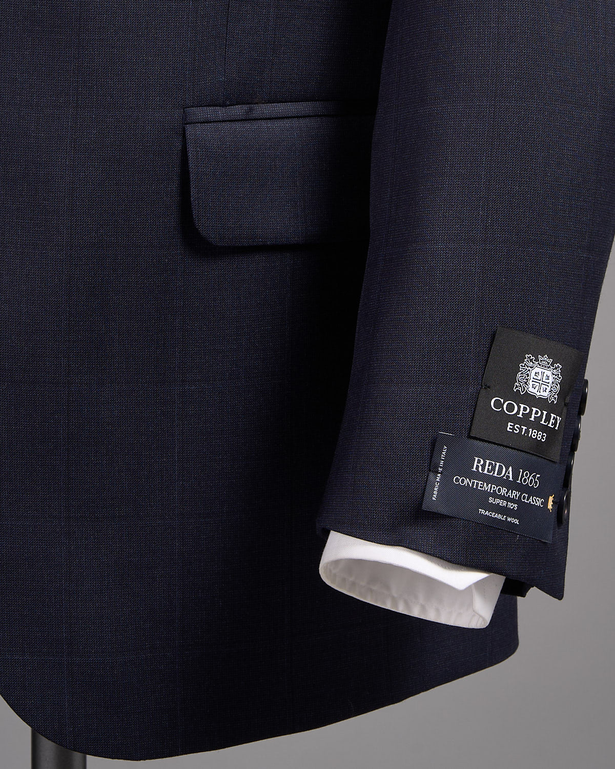 Super 110's Wool Tonal Navy Birdseye Windowpane Suit - Image 5