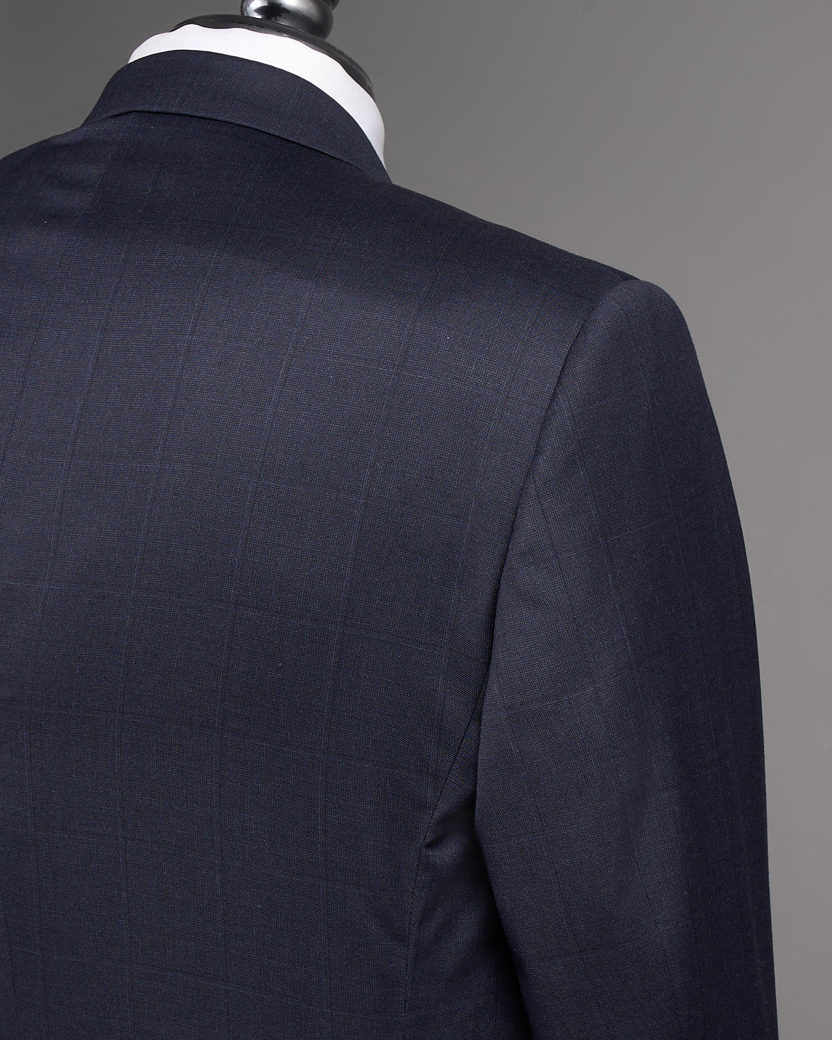 Super 110's Wool Tonal Navy Birdseye Windowpane Suit - Image 7