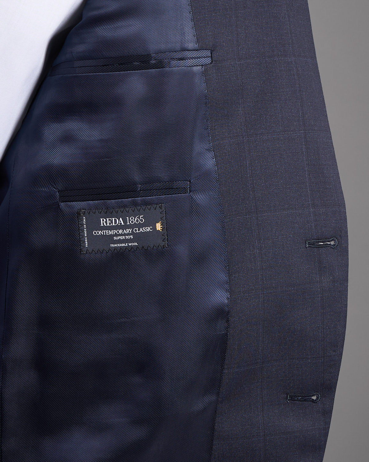 Super 110's Wool Tonal Navy Birdseye Windowpane Suit - Image 8