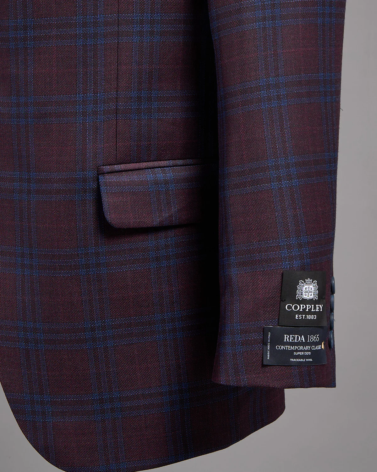 Super 130's Wool Check 'Gibson' Fit Sport Jacket - Image 5